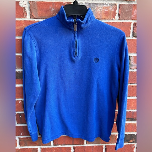 Chaps Men’s 1/4 Zip Long Sleeve Blue Ribbed Small Pullover Sweater - Picture 1 of 6